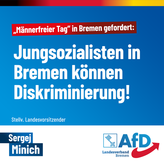 „Männerfreier Tag" in Bremen gefordert: Jusos können Diskriminierung!