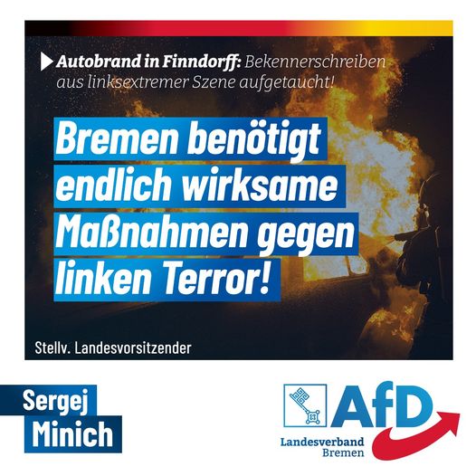 Autobrände in Findorff: Linksextremisten zünden abermals Fahrzeuge an!